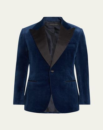 Brioni Mens Virgilio Velvet Peak-Lapel Sport Coat