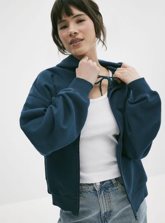 Twik Womens Loose zip fleece hoodie