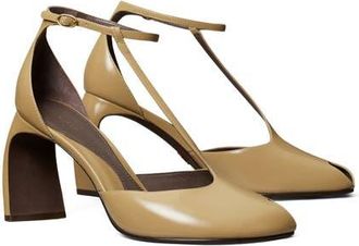 Tory Burch T-Strap Peep Toe Pump in Warm Nutmeg at Nordstrom, Size 9