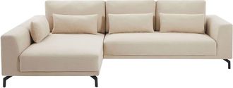 VENTE-UNIQUE.COM Sof&aacute; rinconera poli&eacute;ster 5 plazas beige 280x172cm
