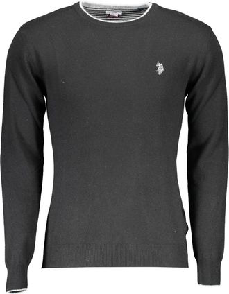 U.S.Polo Association Zwarte Heren Trui Lange Mouw Slim Fit - Heren - Ronde hals truien - Zwart - 2XL - Truien & Vesten