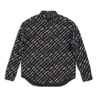 Balenciaga Logomania All Over Long Sleeve Shirt Black 662983TNLL11070