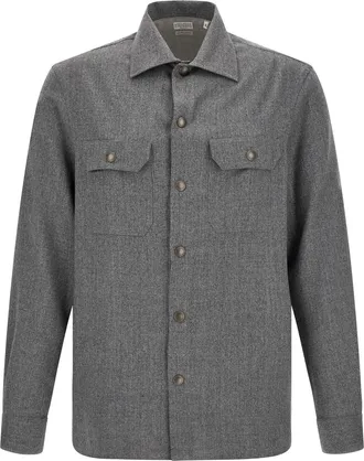 Brunello Cucinelli Gray Virgin Wool Mens Blouse