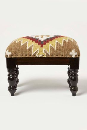 Homescapes Handwoven Kilim Footstool 50 x 30 cm in Brown