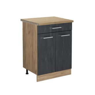 Vicco Mueble Bajo De Cocina R-line, Hormig&oacute;n Negro, 60 Cm Et Roble
