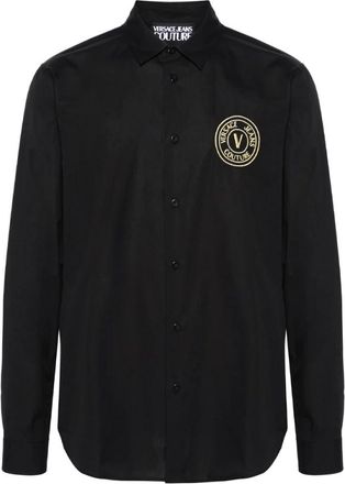 Versace Jeans Couture Casual Shirts, male, Black, Size: 3XL Camicia V Emblem