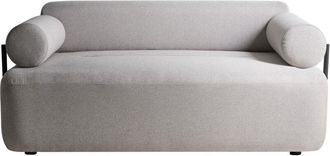 Beliani Sof&aacute; De 2 Plazas Con Reposabrazos Redondos Moderno De Tela Elementos Negros Gris Claro Elva