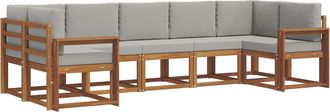 vidaXL Vidaxl Conjunto De Sof&aacute;s De Exterior 7 Uds. Natural Y Gris Claro