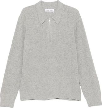 Sams&oslash;e & Sams&oslash;e Ribbed-knit Quarter-zip Polo Shirt