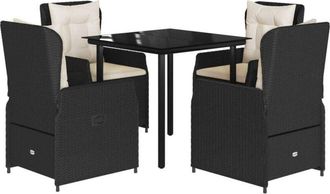 vidaXL Vidaxl - Set De Muebles Jard&iacute;n 5 Pzas Con Cojines Rat&aacute;n Sint&eacute;tico Negro