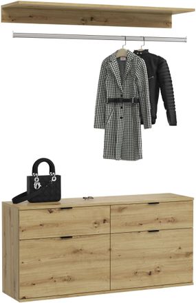 Inosign Garderoben-Set »Trondheim, Breite 121 cm, best. aus Kommode, Garderobenstange & Ablage« 3 Stk. tlg