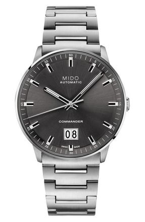 Mido Commander II Skeleton Bracelet Watch, 42mm in Silver/Black/Silver at Nordstrom