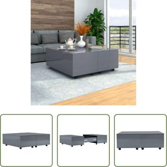 vidaXL Tavolino da caff&egrave; - Tavolino da Salotto Grigio Lucido 100x100x35 cm