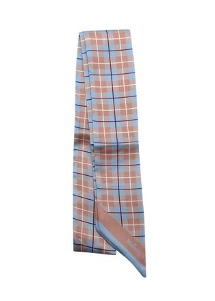 Mulberry Brown and Blue Check Printed Slim Twilly