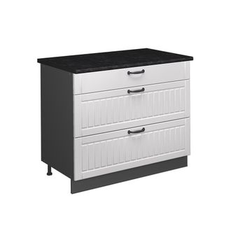 Vicco Mueble Bajo De Cocina Fame-line, Blanco Casa De Campo/antracita, 100 Cm, Et Antracita, Vicco