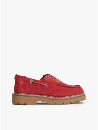 Tommy Hilfiger Womens Tommy Jeans Archive Suede Boat Shoe - Red - US 7.5 / EU 38