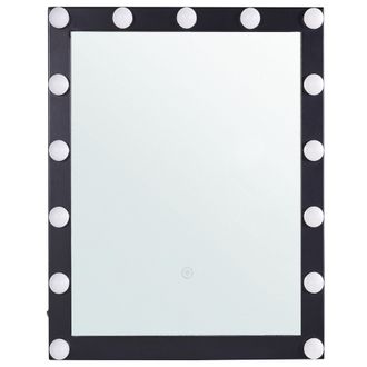 Beliani Beliani - Espejo De Pared Iluminaci&oacute;n Led Negro 50 X 60 Cm Tocador Glamuroso Odenas