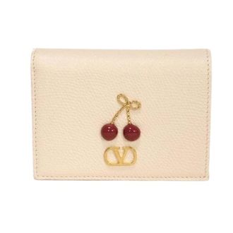 Valentino Pre-owned Cheriffic Small Wallet Grain Calfskin Bifold Wallet - Dames - Pre-owned - Beige - Maat: ONE Size