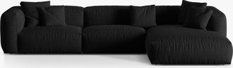 MICADONI Modulares 4-Sitzer Design Ecksofa Martina - Strukturstoff Schwarz