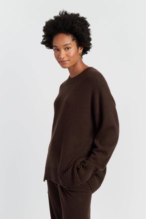 Chinti and Parker Chocolate Pure Cashmere Crew Neck Sweater