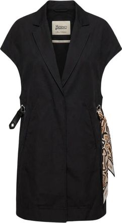 Herno Mouwlloze Blazerjurk - Dames - Gillet - Zwart - S - Katoen - Kostuums