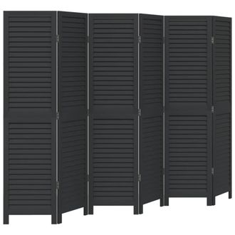 Berkfield Home Room Divider&not;6 Panels Black Solid Wood Paulownia