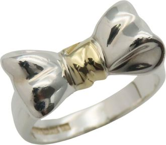 Tiffany & Co. Silver Yellow Gold Yellow Gold (18K) Silver 925 Band Ring (Pre-Owned)