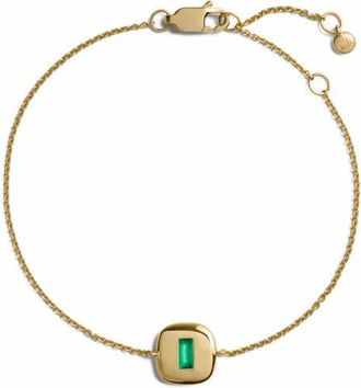 Monica Vinader Gemdrop Chain Bracelet in 18K Gold Vermeil /Green Onyx at Nordstrom