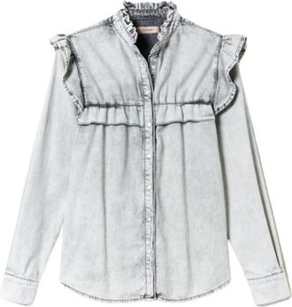 Twinset Denim Blouse met Ruches - Dames - Spijkerjassen - Grijs - L - Denim - Jassen