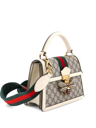 Gucci Queen Margaret Top Handle Bag GG Coated Canvas with Leather Small satchel - Beige