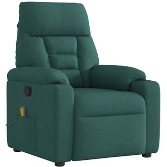 vidaXL Sill&oacute;n De Masaje Reclinable De Tela Verde Oscuro Vidaxl