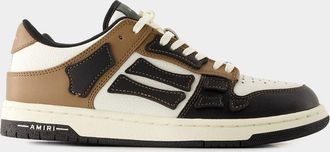 Amiri Mens Skel Top Low Sneakers - - Leather - Black/Brown Calfskin - Size EU 43