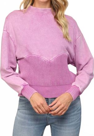 Fate Knit Washed Sweatshirt In Orchid