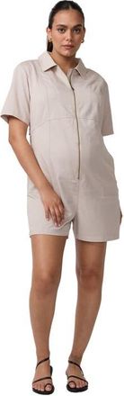 Ingrid & Isabel Short Sleeve Utility Romper in Stone at Nordstrom, Size X-Small