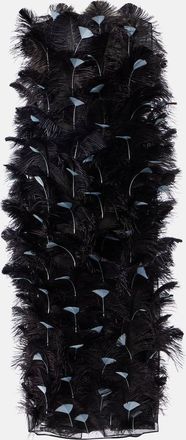 Prada Abito midi in organza di seta con piume
