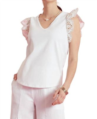 Tyler B&ouml;e Erin Eyelet Sleeve Tee Top In White
