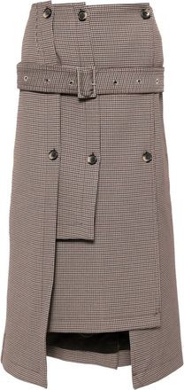 Rokh houndstooth belted midi skirt - women - Polyester/Viscose/Viscose/Polyester/Spandex/Elastane - 36 - Blue