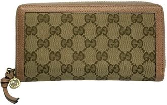 Gucci Pink Beige Gg Canvas Long Wallet (Bi-Fold) (Pre-Owned)