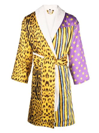 Roberto Cavalli patchwork leopard-print robe - Purple