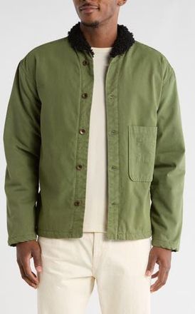 Imperfects Shepherds Organic Cotton Shirt Jacket with Faux Shearling Lining in Fatigue at Nordstrom Rack, Size Medium