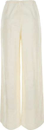 Toteme Womens Pants Monogram Silk Pj Bottoms White Trousers
