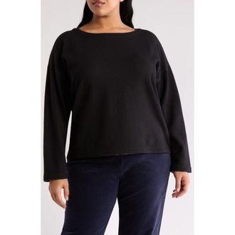 Eileen Fisher Reversible Boat Neck Organic Cotton Top in Black at Nordstrom Rack, Size 2X