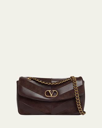 Valentino Garavani Djuna Medium Patchwork Chevron Shoulder Bag