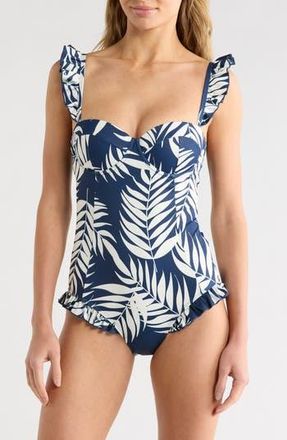 Hutch McKenzie One-Piece Swimsuit in Navy Paradise Foliage at Nordstrom Rack, Size Medium