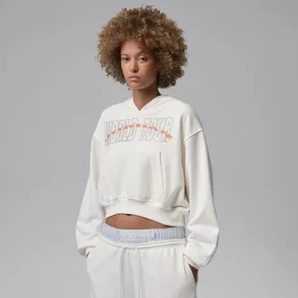 Nike Jordan Womens Jordan Brooklyn Fleece Pullover Hoodie in White | IF1398-133