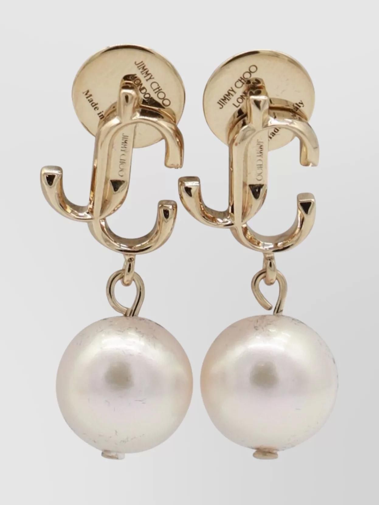 イヤリング JIMMY CHOO GOLD L EARRINGS Gold-Finish Metal JC Pearl Stud Earrings | JC Pearl Studs