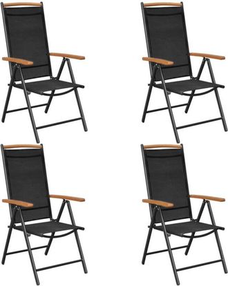 vidaXL Vidaxl - Sillas de jardín plegables 4 uds aluminio y textilene negro