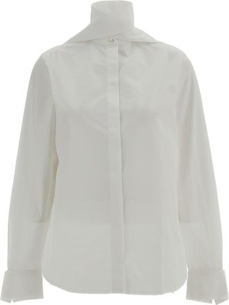 7 For All Mankind White Bow Cotton Shirt