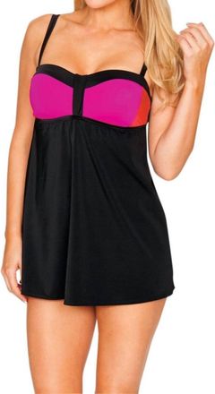 Longitude Colorblock Lingerie Swimdress In Magenta