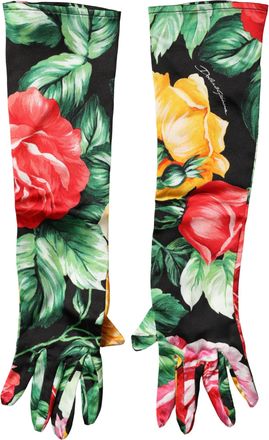 Dolce & Gabbana Multicolor Floral Print Elbow Length Women Womens Gloves